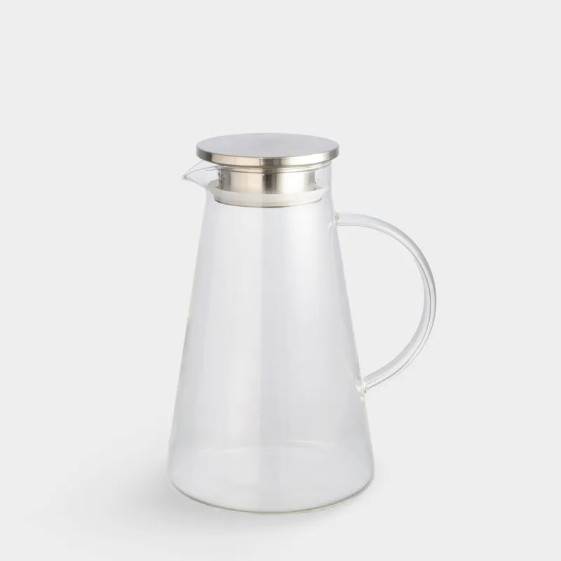 Jug, 1,7 l, with filter cover, glass B / steel, Clear