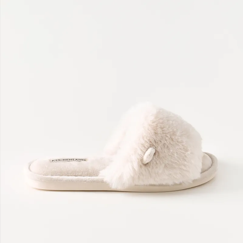 Women's slippers, homewear, size 36-37, polyester, milky, Fur