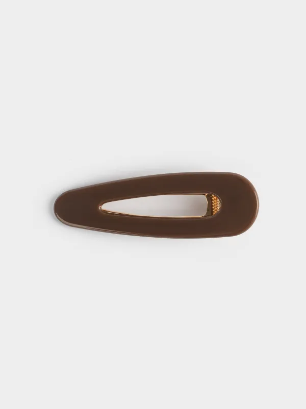Hair clip, 8 cm, Acrylic / metal, brown, Hair basic, image-0
