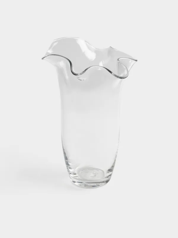 Flower vase, 30 cm, Glass, Wavy edges, Clear wave, image-2