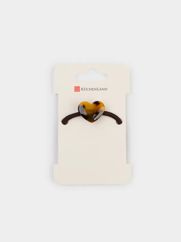Hair tie, 6 cm, acrylic, brown, Heart, Glam, image-2