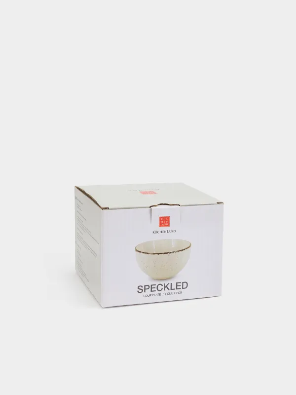 Soup plate, 14x7 cm, 2 pieces, ceramic, beige, speckled, Speckled, image-6