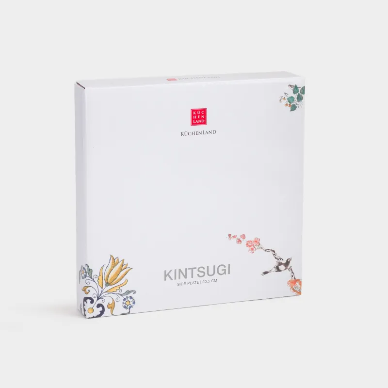 Snack plate, 21 cm, porcelain N, white and gold, Kintsugi, Kintsugi, image-5