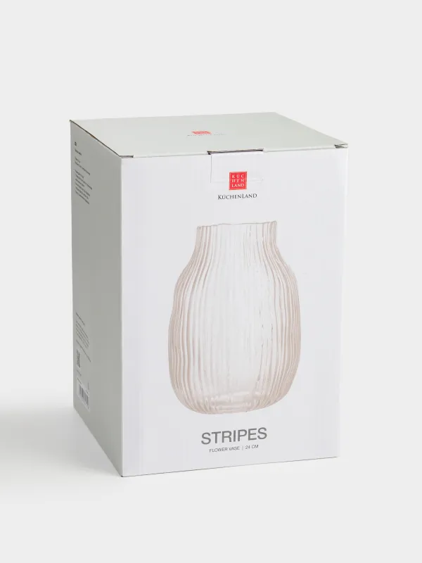 Flower vase, 24 cm, glass, beige, Stripes, image-4