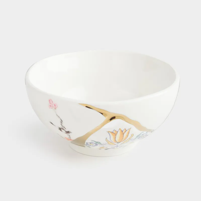 Bowl, 13x6 cm, 400 ml, porcelain N, white and gold, Kintsugi, Kintsugi, image-1