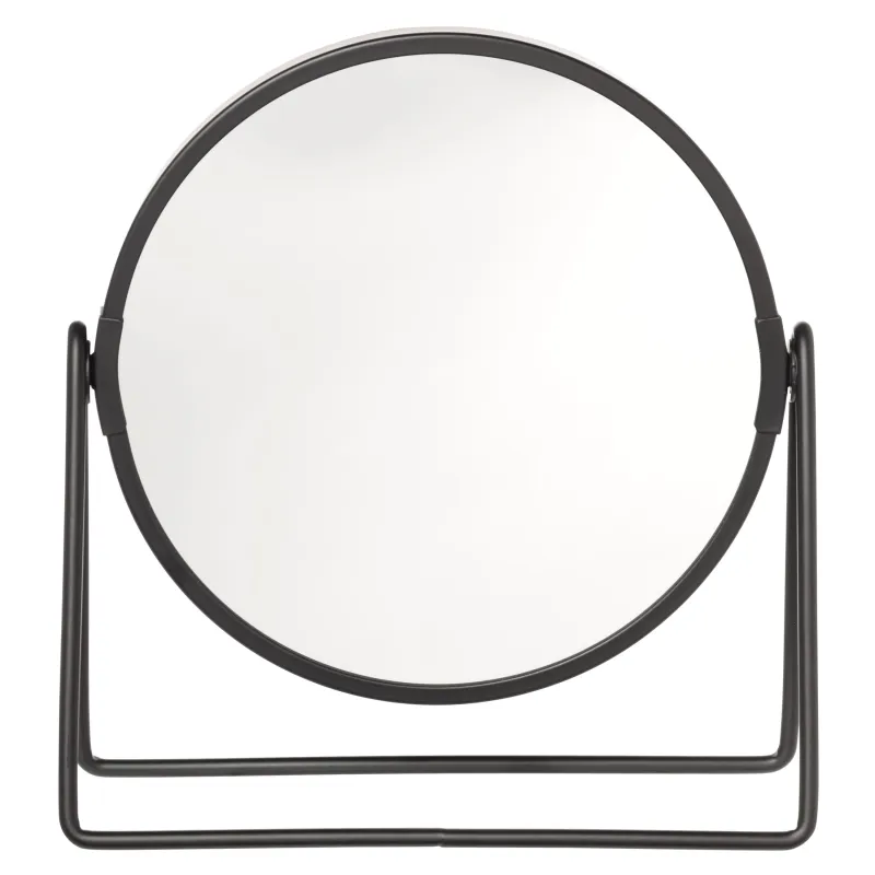 Table mirror, 20 cm, double-sided, metal, round, Black, Graphic, image-1