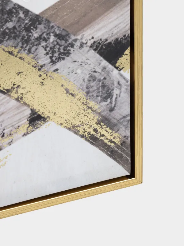 Framed painting, 78x103 cm, golden brown canvas, Abstract lines, Abstract, image-3