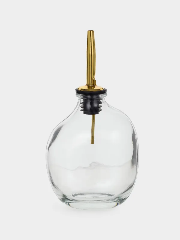 Oil or vinegar bottle, 250 ml, with dispenser, glass / metal, Classic gold, image-0