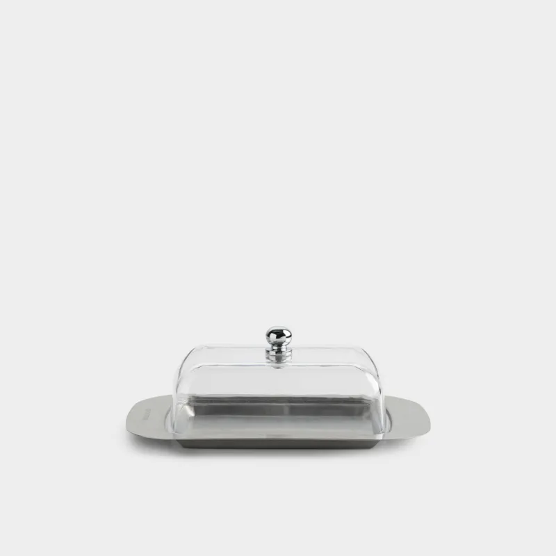 Butter dish, 19 cm, steel / plastic, rectangular, Classic