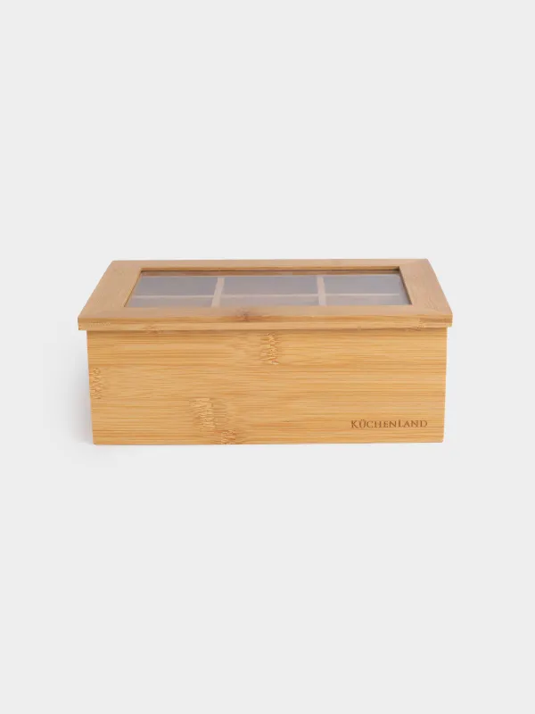 Tea box, 24x16 cm, 6 otd, bamboo, rectangular, Bamboo, image-1
