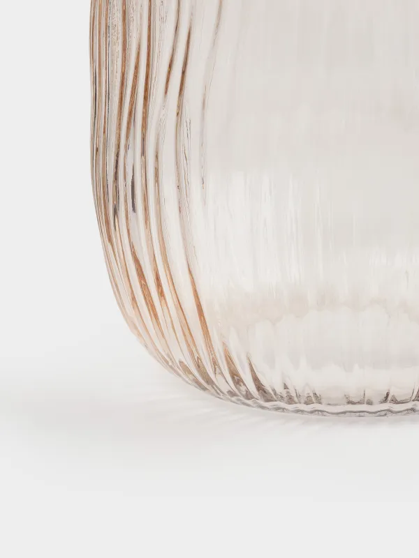 Flower vase, 24 cm, glass, beige, Stripes, image-2
