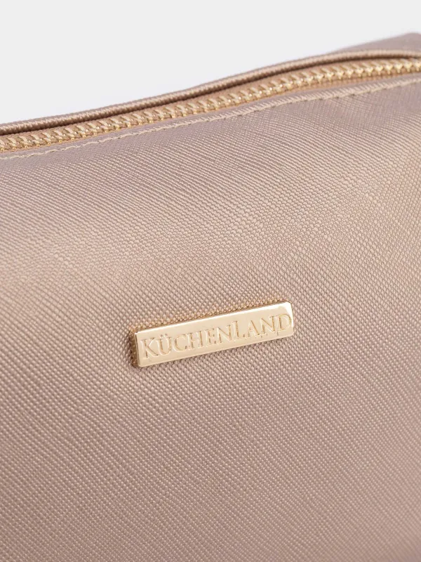 Cosmetic bag, 20x10 cm, PVC, golden, Beauty, image-1