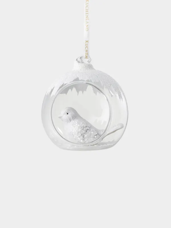 Christmas tree toy, 8 cm, glass / polyresin, Bird, Ball shape, image-0