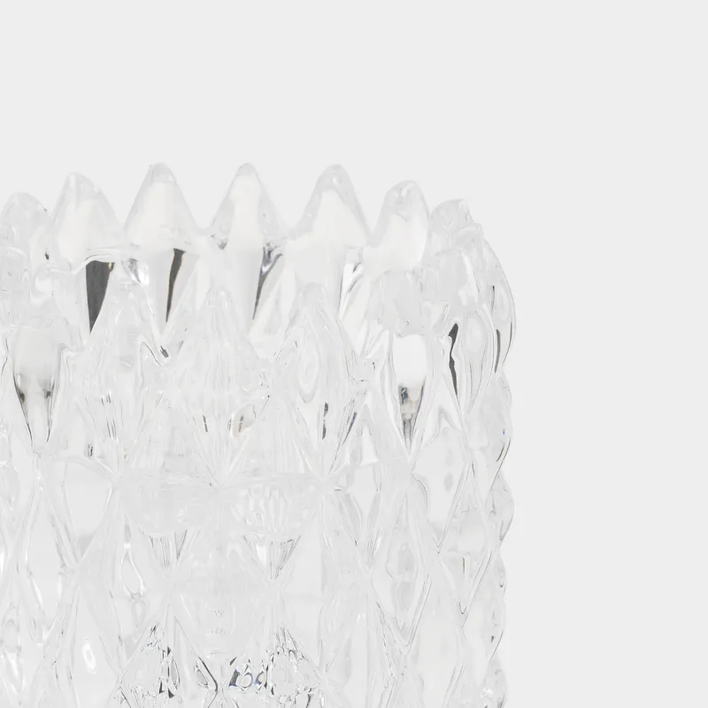 Candlestick, 8 cm, double-sided, for tea or Candle, thins, glass R, Rhomb, image-2