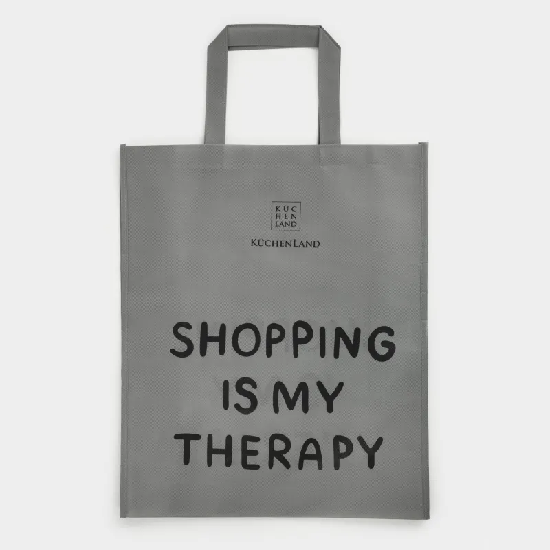 Shopping bag, 55x45 cm, polypropylene, grey, Design, Shopping font