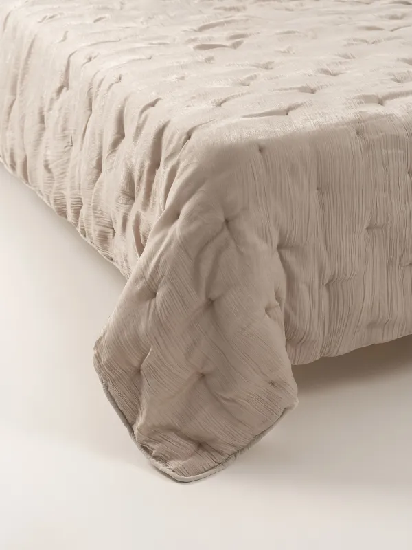 Bedspread, 220x240 cm, velvet, sand, Stitch velvet, image-4