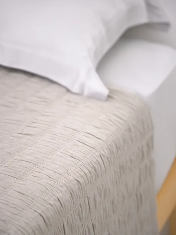 Bedspread, 220x240 cm, quilted, polyester / microfiber, beige-gray, Stripes, Stitch, image-2