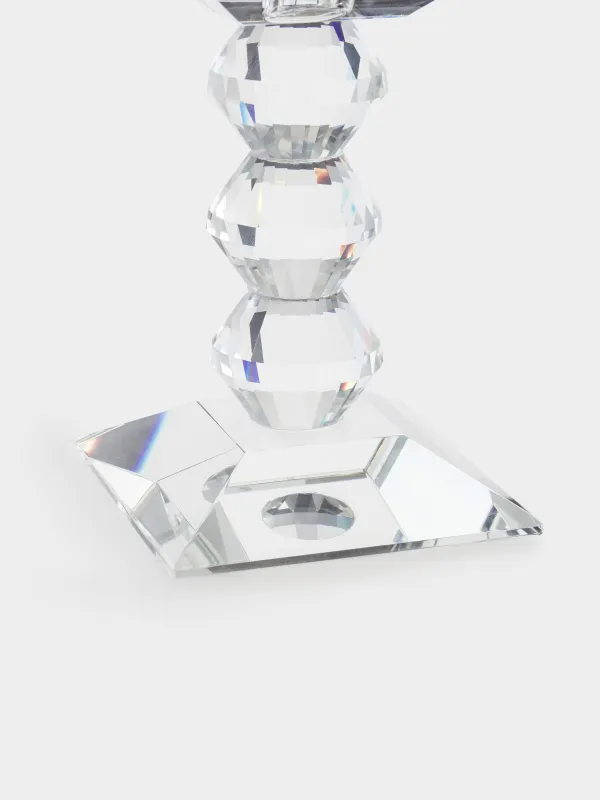 Candle holder, 15 cm, for cylindrical / thin candles, on a leg, glass, Lux crystal, image-2