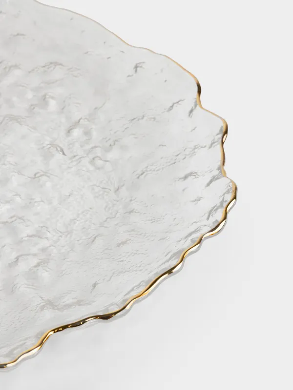 Dish, 26 cm, glass, with golden edging, Nautilus gold, image-3