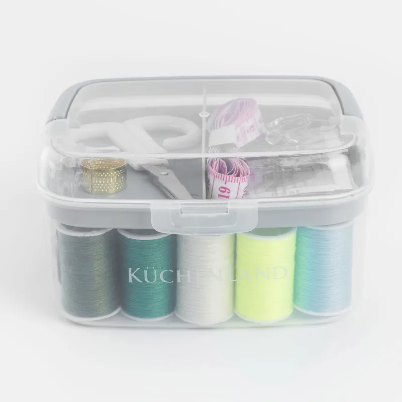 Sewing and needlework set, 13x10 cm, 40 items, in organizer, plastic / metal, gray, Thread, image-6
