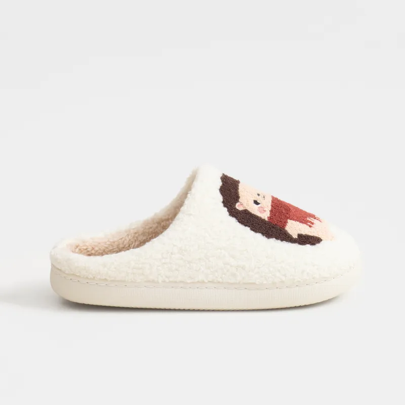 Women's slippers, homewear, size 36-37, artificial fur, milky, Hedgehogs, Needed