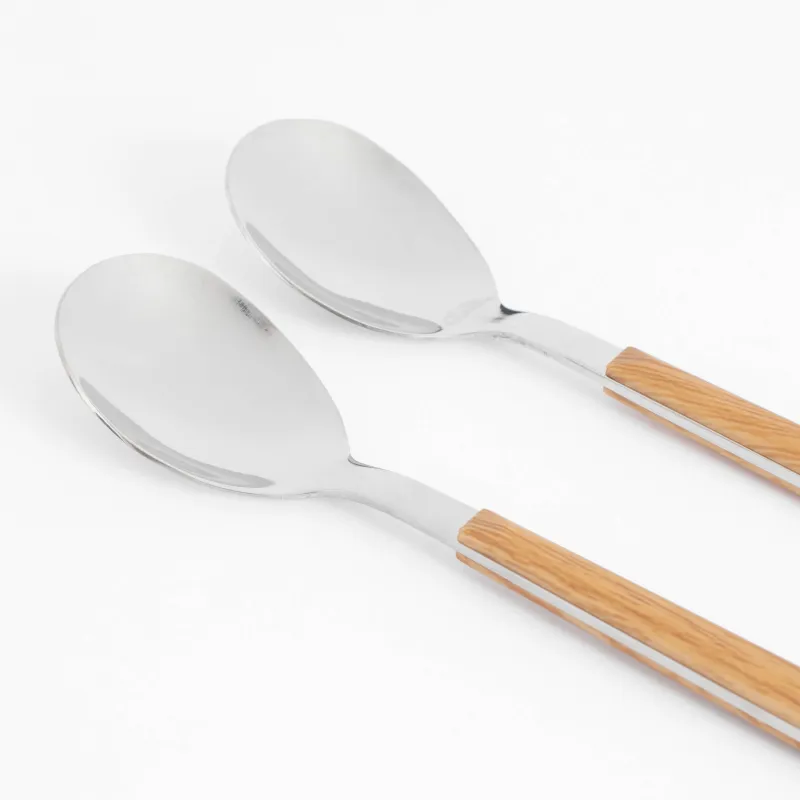 Table spoon, 2 pcs, steel/plastic, brown, Prague, image-1
