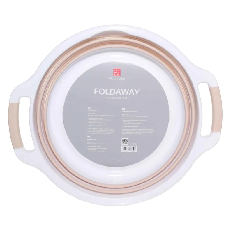 Foldable basin, 22 l, plastic / rubber, beige-pink, Foldaway, image-2