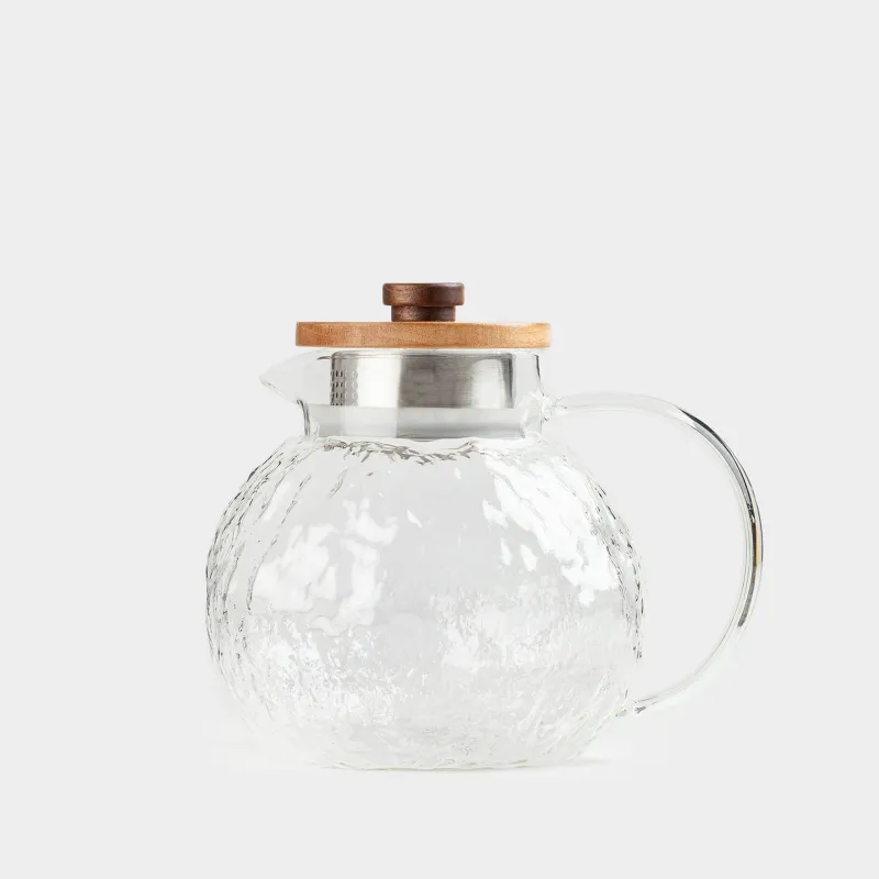 Jug, 1,4 l, with filter cap, Used glass / wood, Nautilus