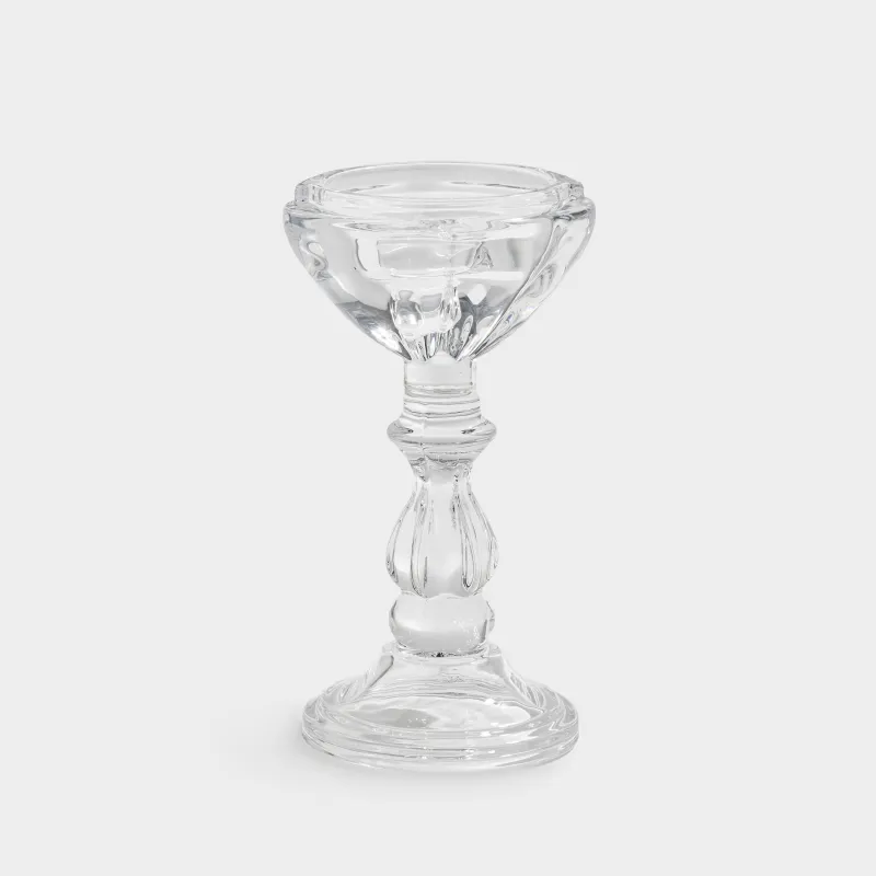 Candlestick, 20 cm, for one candle, on a leg, Glass, Clear