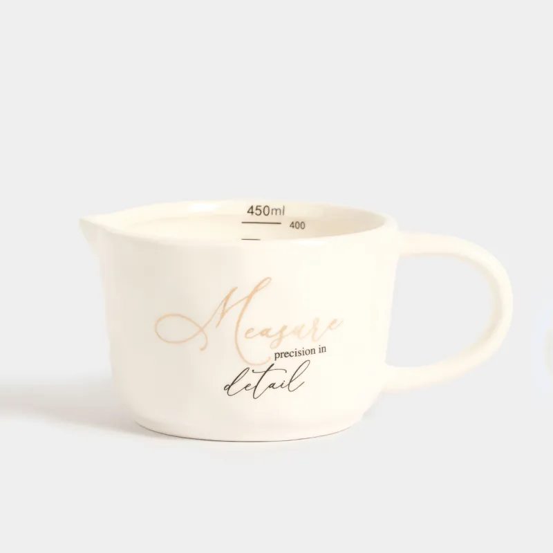 Measuring container, 450 ml, ceramic, milky, Crumpled effect, Crumple kitchen
