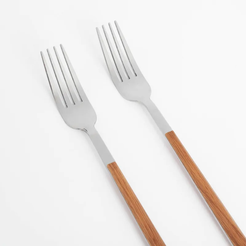 Table fork, 2 pcs, steel/plastic, brown, Prague, image-1