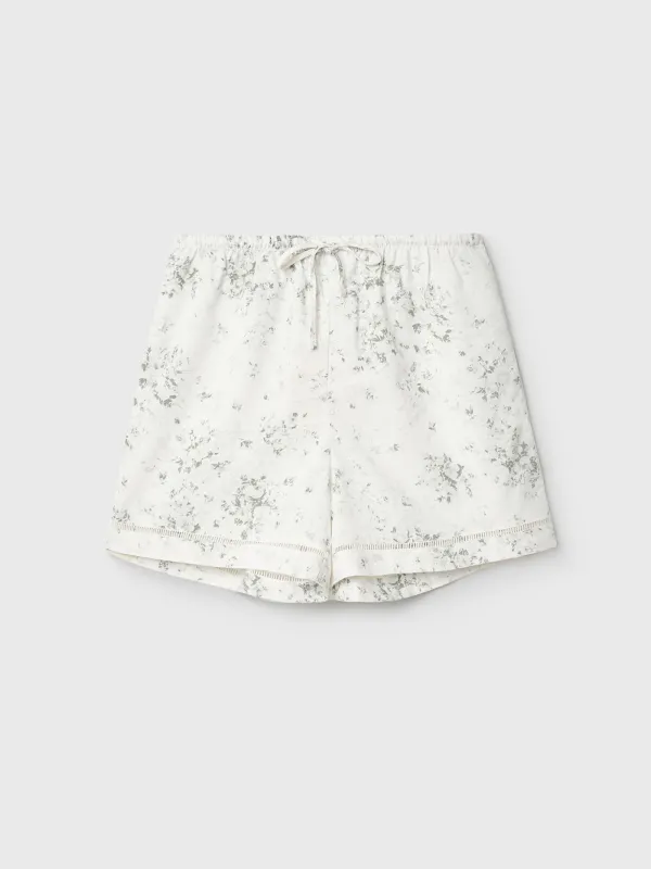 Women's shorts, homewear, size M, viscose, milky, Flowers, Arsinoa, image-5