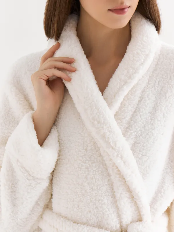 Robe for women, home, R. S, long sleeve, sherpa, milk, lola, image-4