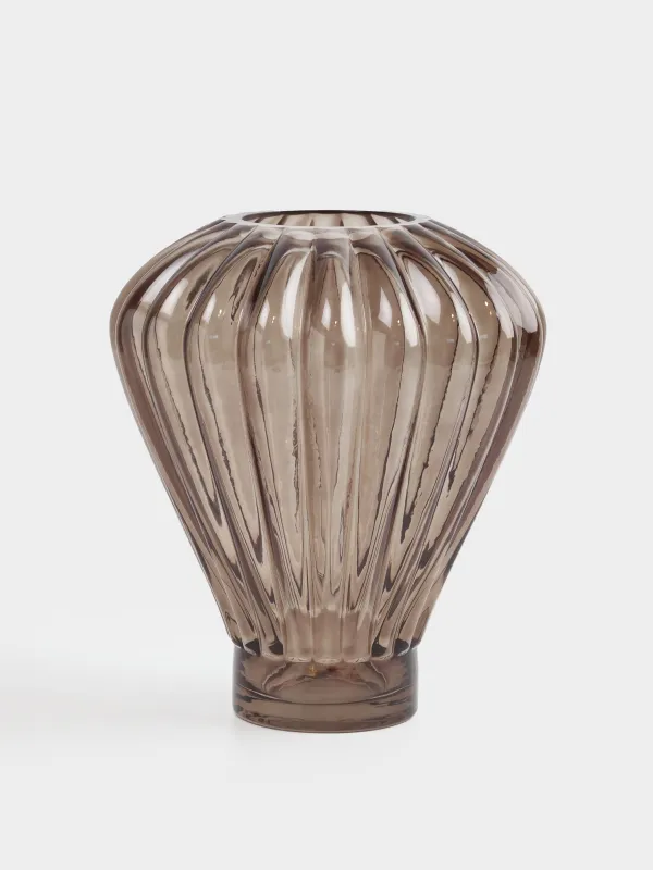 Flower vase, 27 cm, glass, brown, Ribedic, image-0