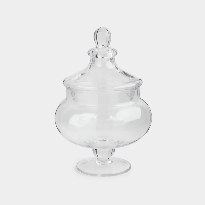 Candy bowl, 17х26 cm, 1,4 l, legged, with lid, glass, Clear