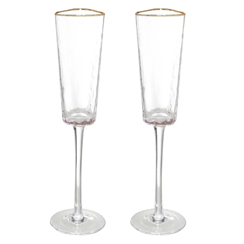 Drinking glass, 160 ml, 2 pcs, glass, with golden edging, Triangle Gold, image-0