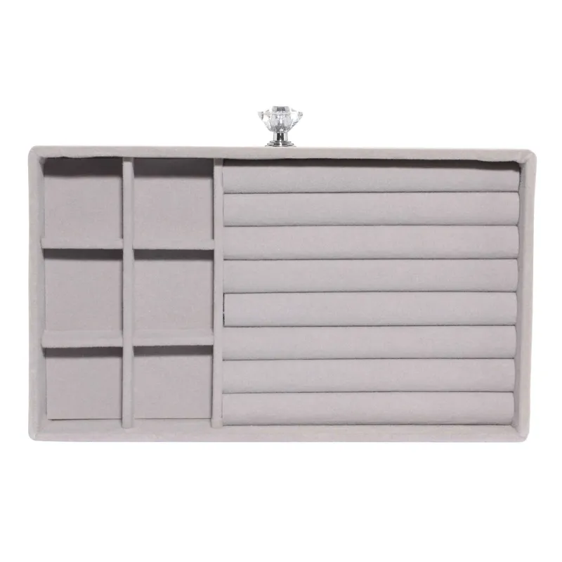 Jewelry box, 22x13 cm, plastic / velvet, grey, Affluence, image-2