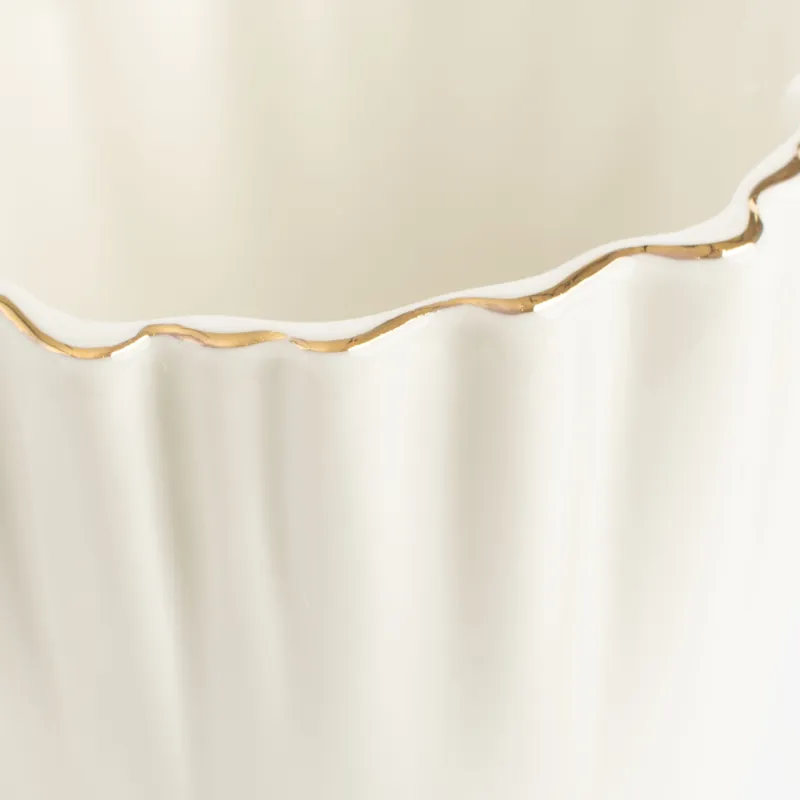 Mug, 400 ml, porcelain P, with golden edging, Crumpled effect, Crumple gold, image-4