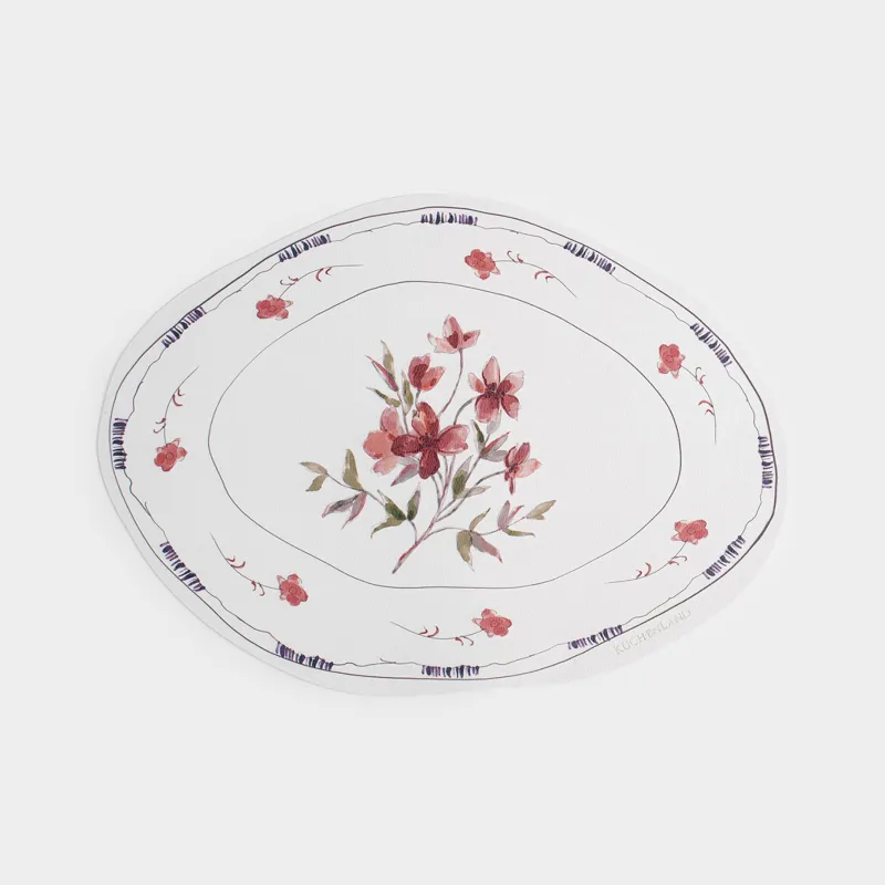 Placemat, 32x44 cm, PVC, shaped, white, Flowers, Rock print