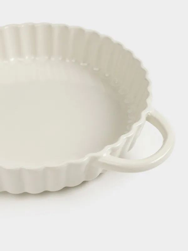 Baking dish, 25 cm, ceramic, round, milky, Cakes ivory, image-2