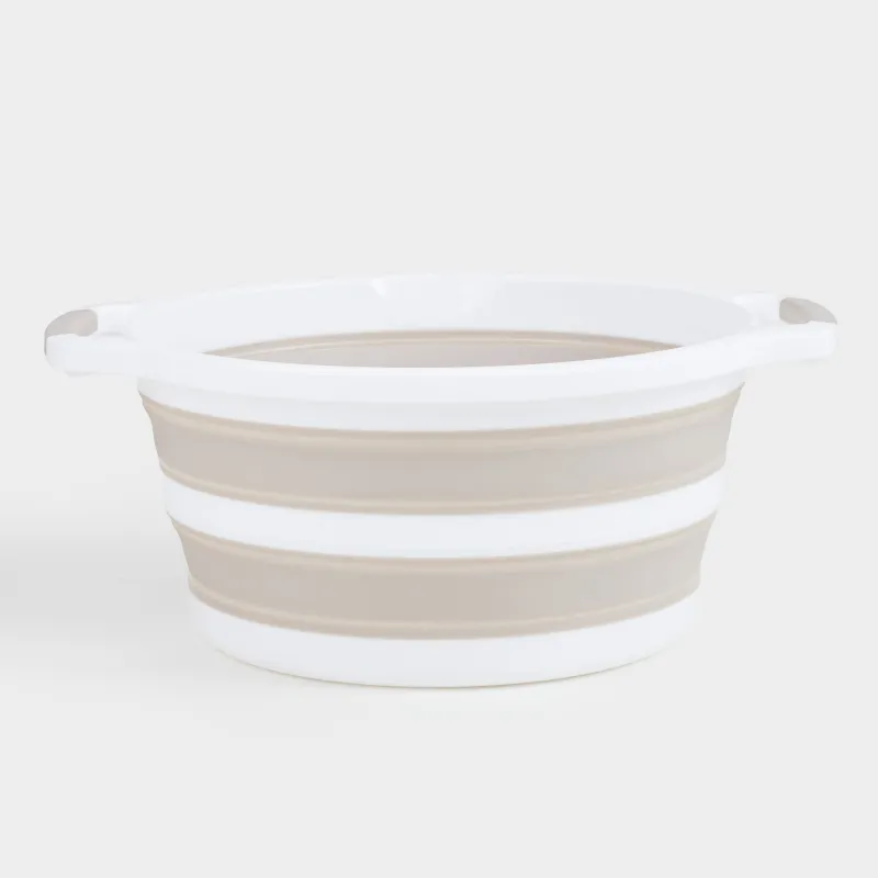 Folding basin, 22 l, plastic / rubber, grey-beige, Foldaway