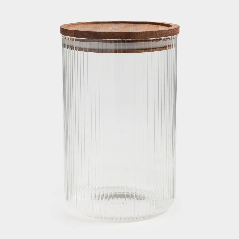 Can for bulk products, 1,2 l, glass B / wood, Ravi wood