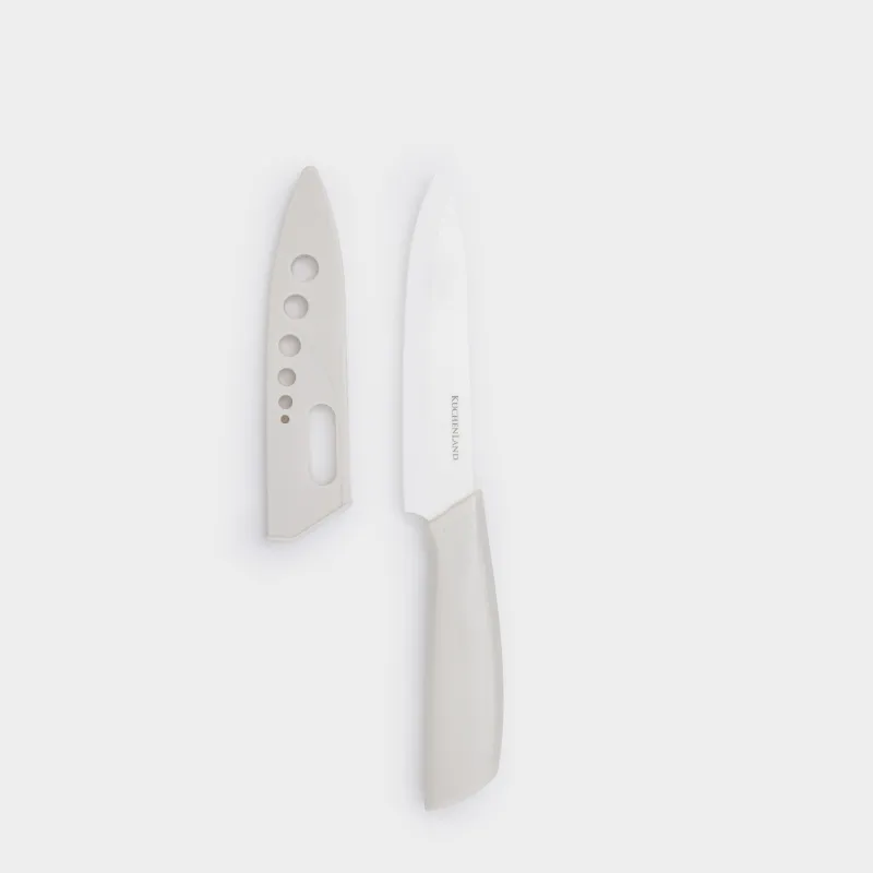 Slicing knife, 13 cm, with case, ceramic / plastic, milk, Regular