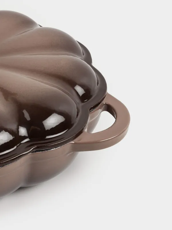 Saucepan, 26 cm, 2.3 l, with lid, cast iron, Brown, Pumpkin, Gourd, image-3