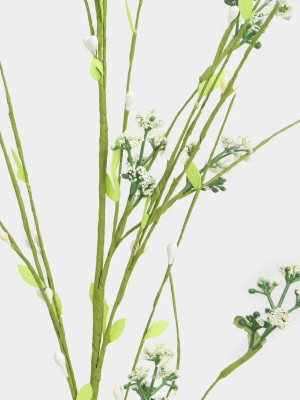 Decorative branch, 78 cm, plastic, White inflorescences, Meadow decor, image-2