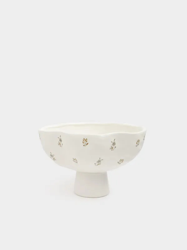 Fruit bowl, 24x15 cm, ceramic, milk, Vintage flowers, La flore, image-0