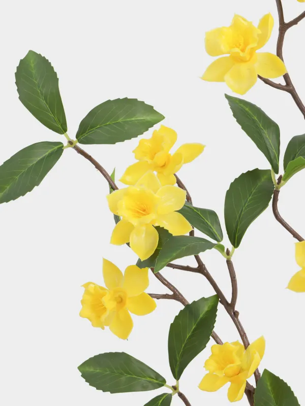 Decorative branch, 1 m, plastic / metal, Yellow flowers, Flower garden, image-3