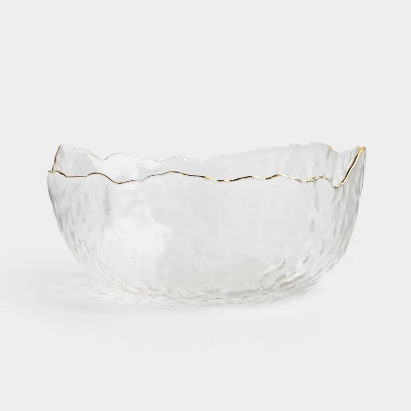 Salad bowl, 17x7 cm, 850 ml, glass, with golden edging, Nautilus gold