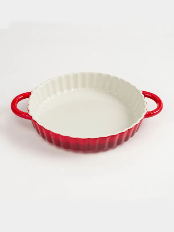 Baking dish, 22 cm, ceramic, round, burgundy, Gradient, Cakes gradient, image-8
