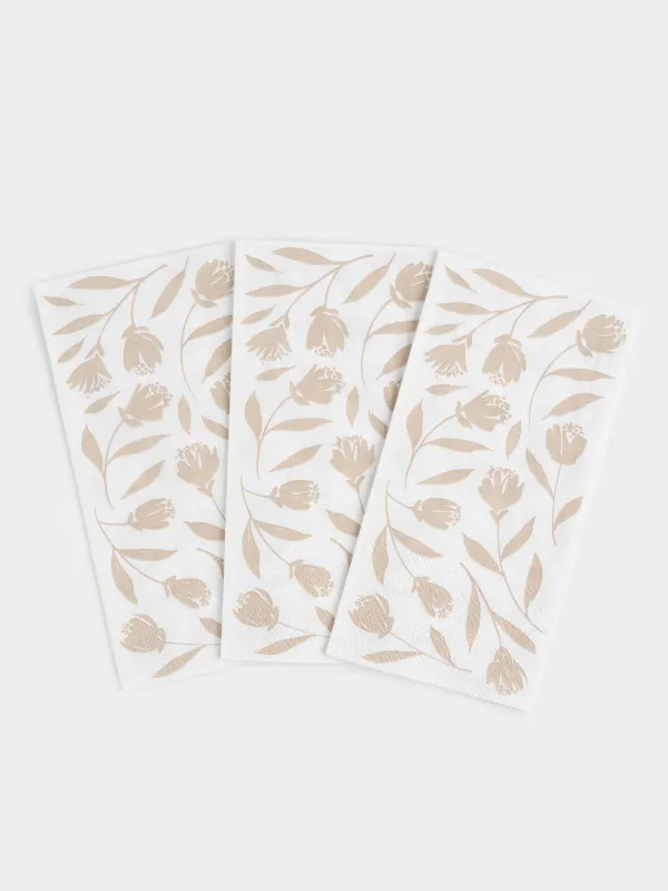 Paper napkins, 33x33 cm, 20 pcs, rectangular, white, Leaves, Print, image-2